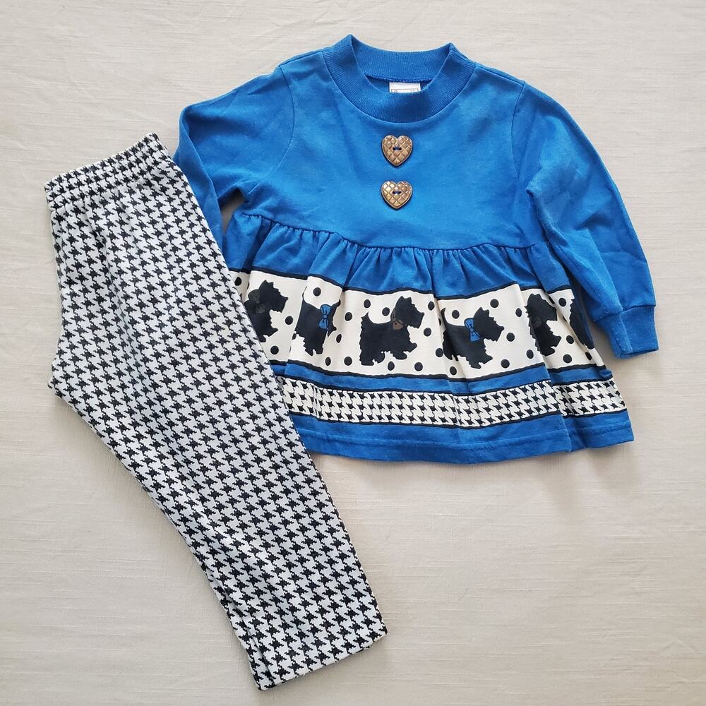 Vintage Scotty Gingham Matching Set 2t